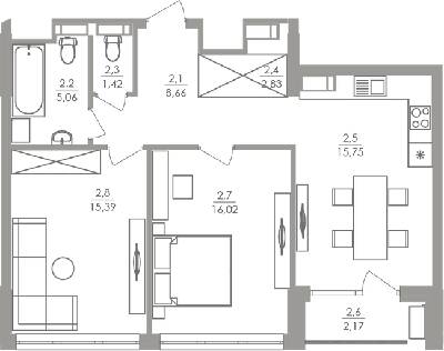 2-кімнатна 67.3 м² в ЖК Greenville на Печерську від 64 650 грн/м², Київ