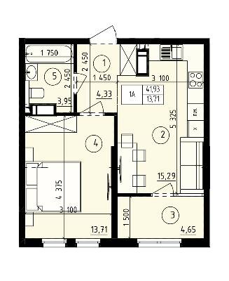 1-комнатная 41.93 м² в ЖК Praga-2 от 18 500 грн/м², Киев