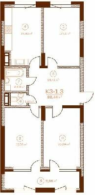 3-кімнатна 98.44 м² в ЖК Stanford від 64 350 грн/м², Київ