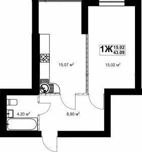 1-комнатная 43.09 м² в ЖК Павленко Холл от 25 000 грн/м², Киев