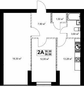 2-комнатная 56.58 м² в ЖК Павленко Холл от 26 000 грн/м², Киев