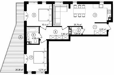 2-кімнатна 77.31 м² в ЖК Struetinsky Residence від 84 250 грн/м², Київ