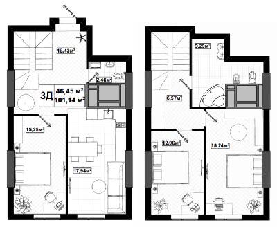 Дворівнева 101.14 м² в ЖК UNO City House від 37 300 грн/м², Київ
