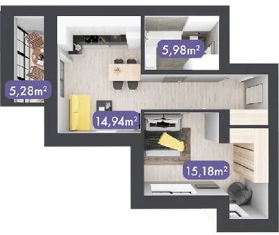 1-кімнатна 48.85 м² в ЖК Desna Park Residence від 20 900 грн/м², с. Зазим`я