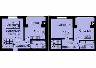 Двухуровневая 75.7 м² в ЖК Sofia Nova от 35 000 грн/м², с. Новоселки