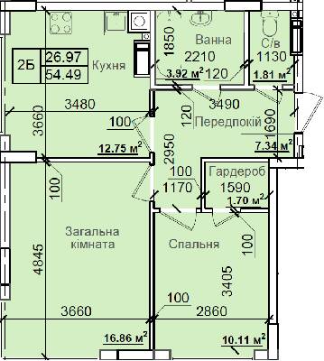 2-кімнатна 54.49 м² в ЖК Петрівський квартал від 18 000 грн/м², с. Святопетрівське