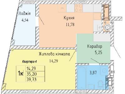 1-кімнатна 39.73 м² в ЖК Стрийська 45. Перша лінія від 25 000 грн/м², Львів