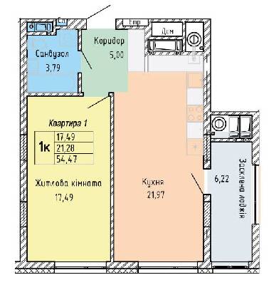 1-кімнатна 54.47 м² в ЖК Стрийська 45. Перша лінія від 25 000 грн/м², Львів