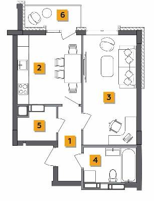 1-кімнатна 42.31 м² в ЖК Basa city від 32 000 грн/м², с. Ходосівка