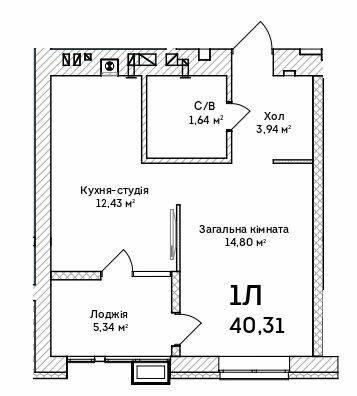 1-кімнатна 40.31 м² в ЖК Grand Country Irpin від 19 000 грн/м², м. Ірпінь