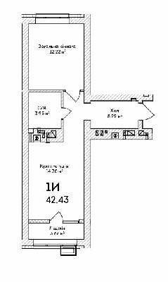 1-кімнатна 42.43 м² в ЖК Grand Country Irpin від 19 000 грн/м², м. Ірпінь