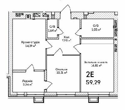 2-кімнатна 59.29 м² в ЖК Grand Country Irpin від 19 350 грн/м², м. Ірпінь