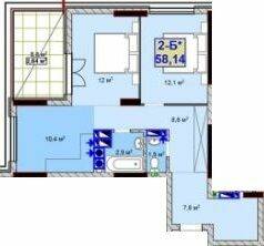 2-кімнатна 58.14 м² в ЖК Sky-2 від 24 350 грн/м², м. Ірпінь