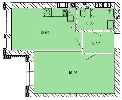 1-кімнатна 36.65 м² в ЖК Найкращий квартал від 28 000 грн/м², м. Ірпінь