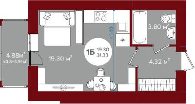 1-кімнатна 41.52 м² в ЖК Олімп від 23 250 грн/м², м. Ірпінь
