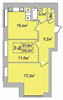 2-кімнатна 57.8 м² в ЖК Центральний-Преміум від 28 000 грн/м², м. Ірпінь