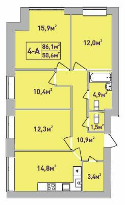 4-кімнатна 86.1 м² в ЖК Центральний-Преміум від 28 850 грн/м², м. Ірпінь