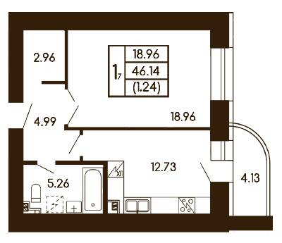 1-кімнатна 45.64 м² в ЖК Чайка від 21 000 грн/м², с. Чайки