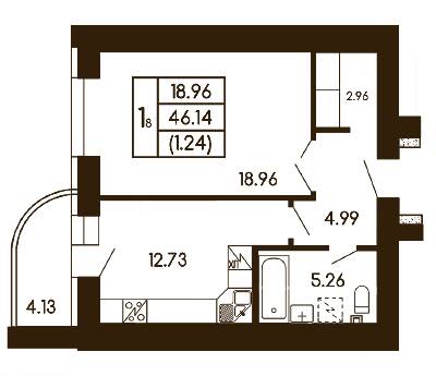 1-кімнатна 46.14 м² в ЖК Чайка від 23 000 грн/м², с. Чайки