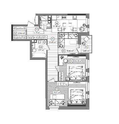 2-кімнатна 79.74 м² в ЖК Creator City від 35 460 грн/м², Київ