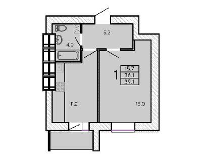 1-кімнатна 39.1 м² в ЖК ZerNova від 24 000 грн/м², Харків