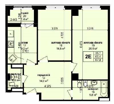 2-кімнатна 67.8 м² в ЖК Манхетен від 26 850 грн/м², Харків
