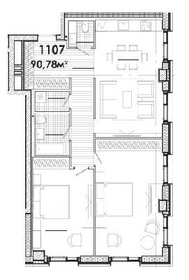2-комнатная 90.78 м² в МФК Ermolaev Center от 47 800 грн/м², Днепр