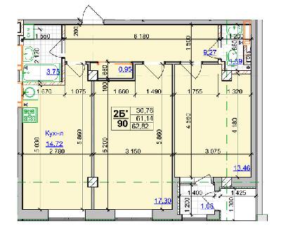 2-кімнатна 62.73 м² в ЖК Спортивний від 27 000 грн/м², Харків