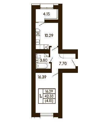 1-кімнатна 42.33 м² в ЖК Чайка від 21 500 грн/м², с. Чайки