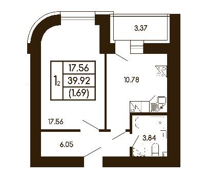 1-кімнатна 39.92 м² в ЖК Чайка від 21 500 грн/м², с. Чайки