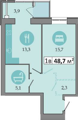 1-комнатная 48.7 м² в ЖК Днепровская Брама 2 от 15 900 грн/м², пгт Слобожанское