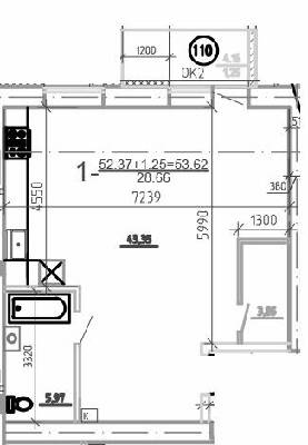 1-комнатная 53.62 м² в ЖК Слобожанская Слобода от 21 000 грн/м², пгт Слобожанское