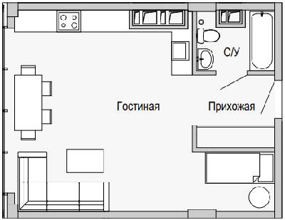 1-комнатная 43.38 м² в Апарт-комплекс Port City от 36 200 грн/м², Днепр
