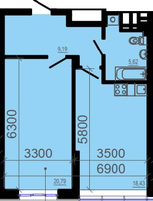 1-комнатная 55.26 м² в ЖК Favorit от 31 600 грн/м², Днепр