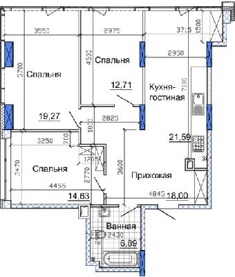 3-кімнатна 95.4 м² в ЖК Nebo від 40 200 грн/м², Дніпро