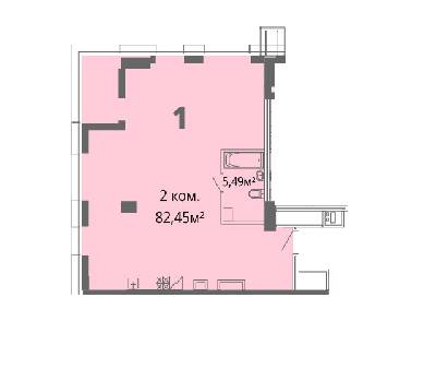 2-комнатная 82.45 м² в ЖК Грани от 26 200 грн/м², Днепр