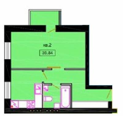 1-комнатная 39.84 м² в КД Уютный дом от 17 650 грн/м², Днепр