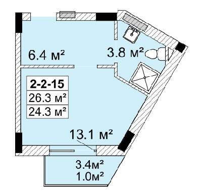 Студія 26.3 м² в ЖК SMART City-2 від 18 900 грн/м², Одеса