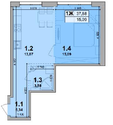 Студія 37.88 м² в ЖК Petrivsky Residence від 16 500 грн/м², с. Святопетрівське