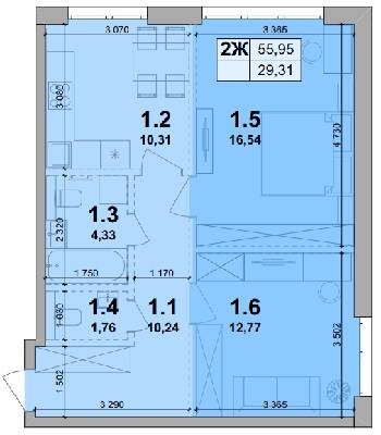 2-кімнатна 55.95 м² в ЖК Petrivsky Residence від 16 600 грн/м², с. Святопетрівське