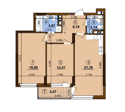 2-комнатная 68.62 м² в ЖК Варшавский-2 от застройщика, Киев