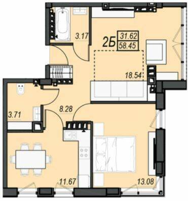 2-кімнатна 58.45 м² в ЖК Sunrise City від 21 900 грн/м², м. Чорноморск