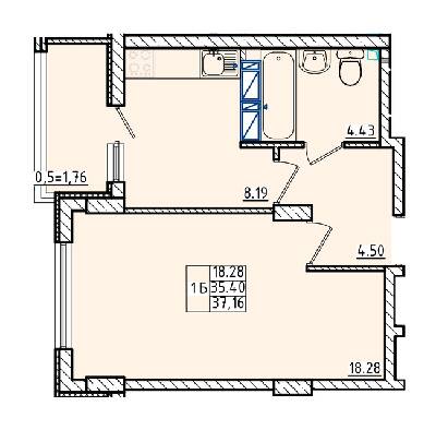 1-кімнатна 37.16 м² в ЖК Кольоровий бульвар від 18 300 грн/м², м. Чорноморск