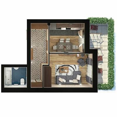 1-кімнатна 41.5 м² в ЖК Парк Фонтанів від 23 300 грн/м², с. Фонтанка