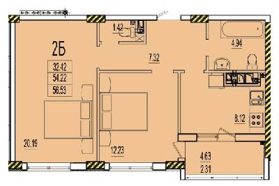 2-кімнатна 56.53 м² в ЖК RosenTal від 14 850 грн/м², с. Лиманка