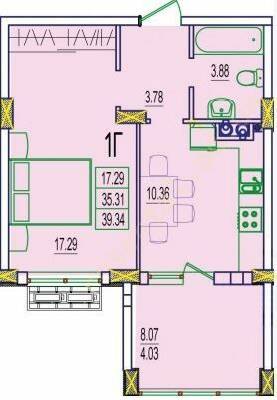 1-кімнатна 39.34 м² в ЖК RosenTal від 17 550 грн/м², с. Лиманка