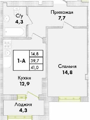 1-кімнатна 41 м² в ЖК Парк Совіньон від 20 600 грн/м², смт Таїрове