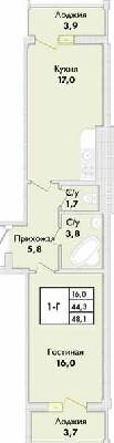 1-кімнатна 48.1 м² в ЖК Парк Совіньон від 17 900 грн/м², смт Таїрове