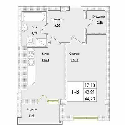 1-кімнатна 44.2 м² в ЖК Парк Совіньон від 21 400 грн/м², смт Таїрове