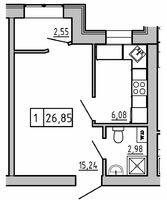 1-кімнатна 26.85 м² в ЖК KEKS від 15 150 грн/м², смт Авангард